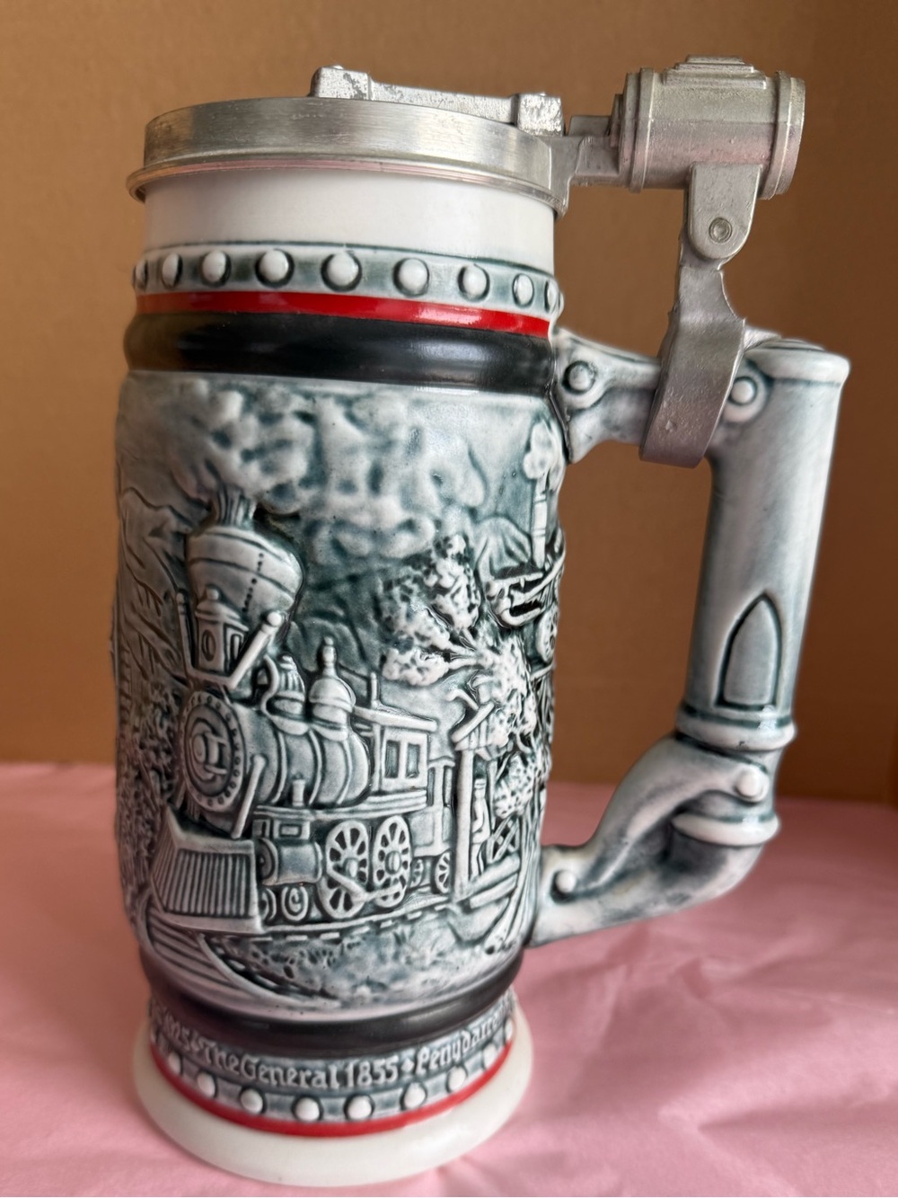 Vintage 1982 Avon Ceramarte Beer Stein Age of the Iron Horse Train Pewter Lid